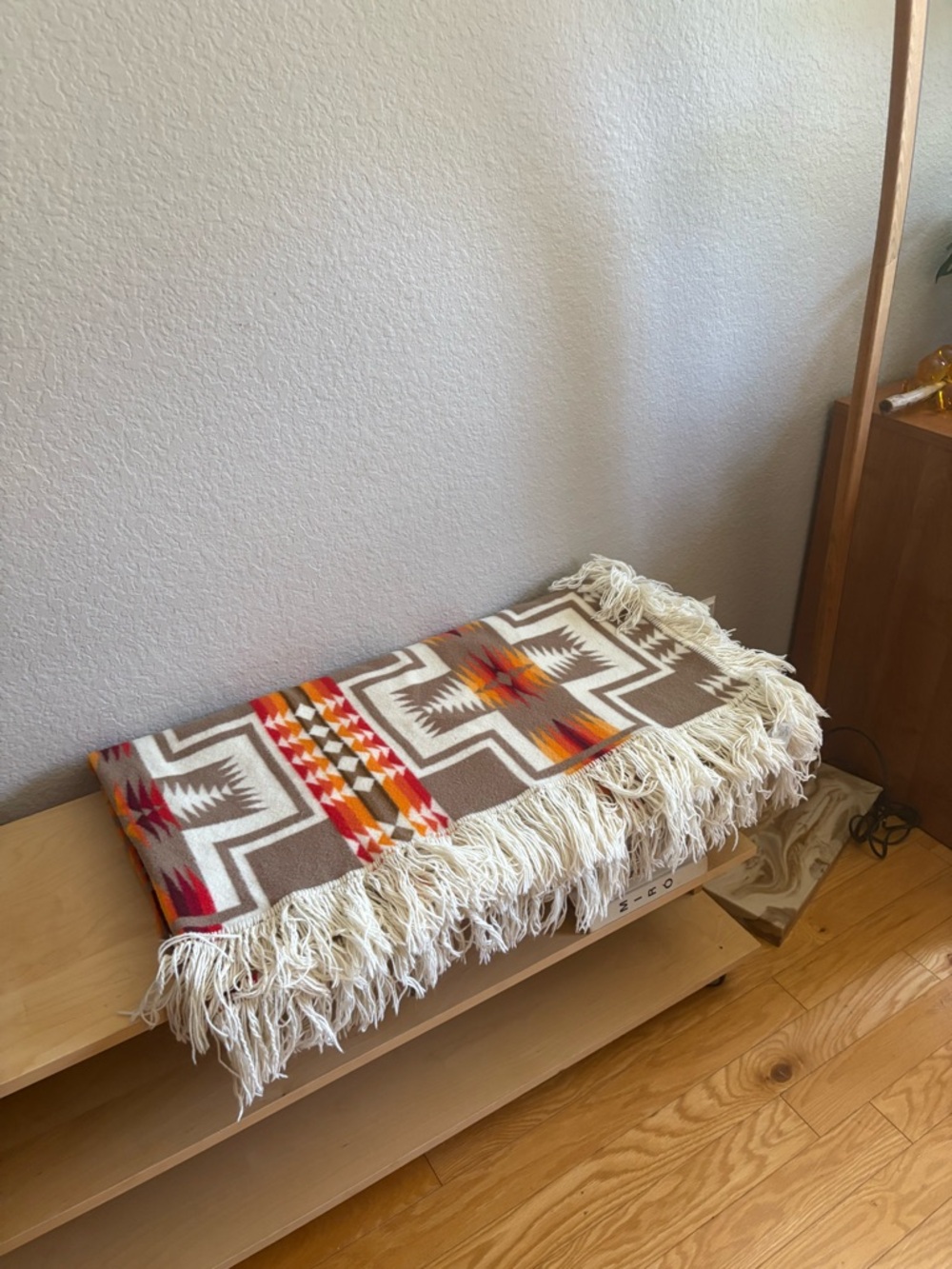 Pendleton Southwestern Fringe Throw Blanket in Beige, Orange, Red, Cream